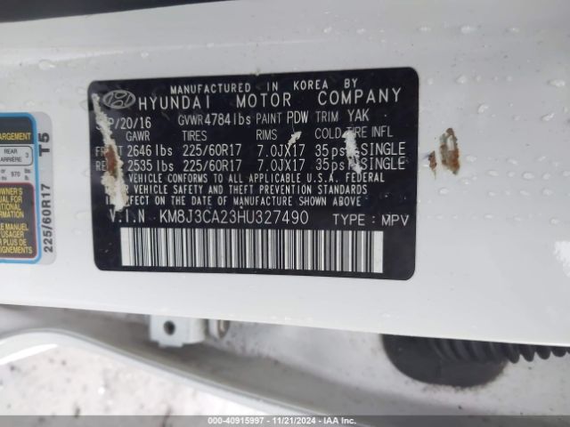 KM8J3CA23HU327490 Hyundai Tucson Eco