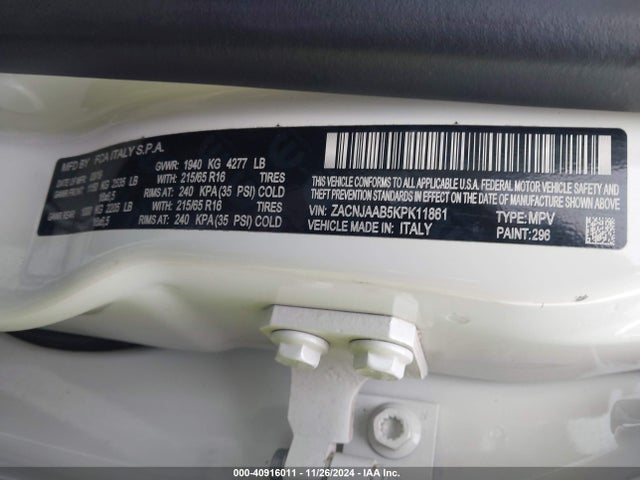 ZACNJAAB5KPK11861 Jeep Renegade Sport Fwd