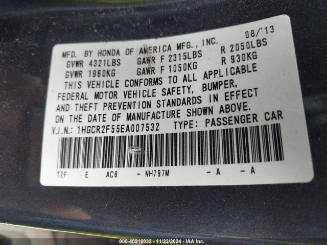 Honda Accord Sport 2014 1HGCR2F55EA007532 Image 9