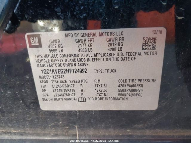1GC1KVEG2HF124992 Chevrolet Silverado 2500hd Lt
