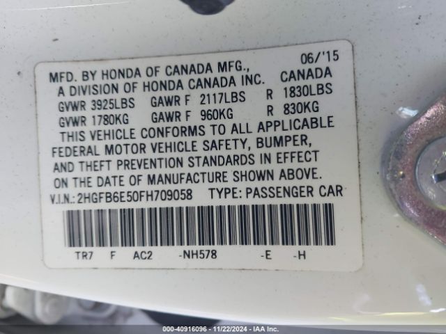 2HGFB6E50FH709058 Honda CIVIC SI
