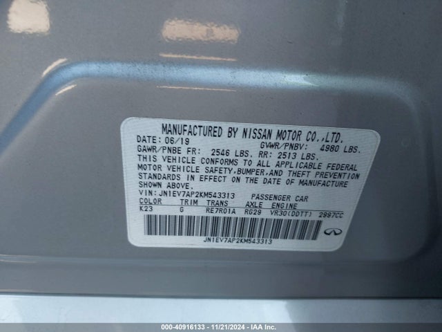 JN1EV7AP2KM543313 Infiniti Q50 3.0t Luxe