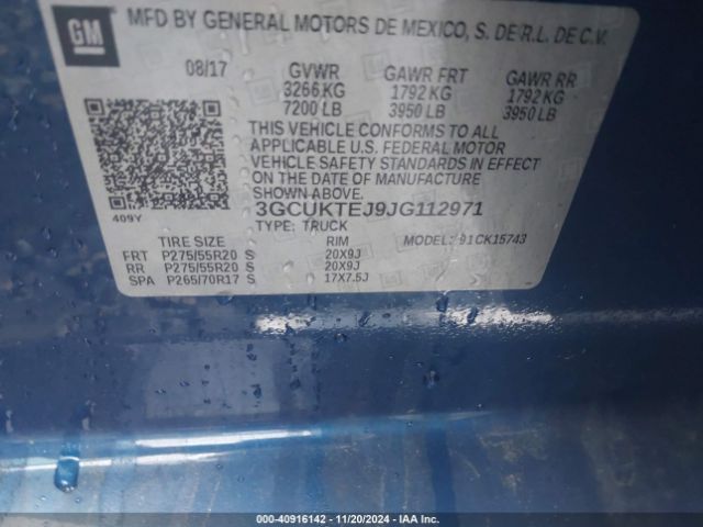 3GCUKTEJ9JG112971 Chevrolet Silverado 1500 High Country