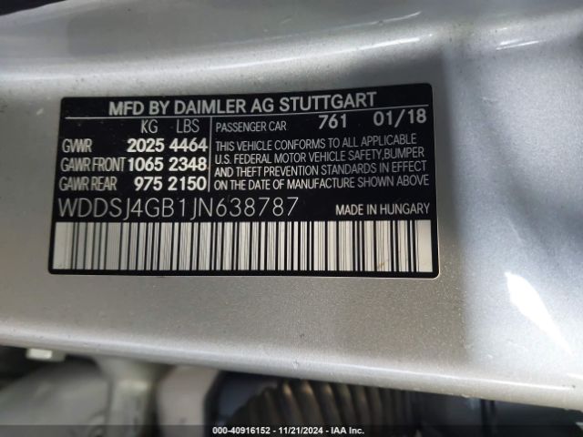 WDDSJ4GB1JN638787 Mercedes-Benz CLA 250 4MATIC