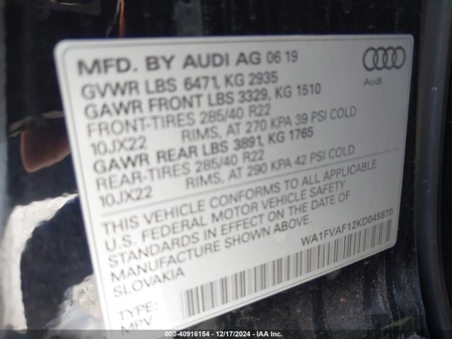 WA1FVAF12KD045870 Audi Q8 55 Premium