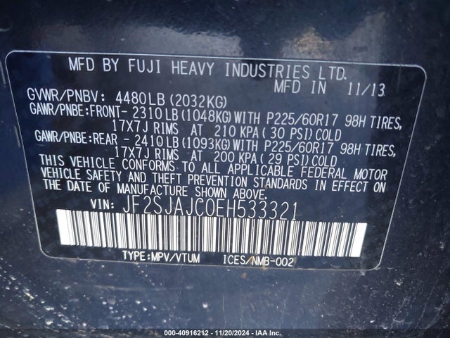 Subaru Forester 2.5i Limited 2014 JF2SJAJC0EH533321 Image 9