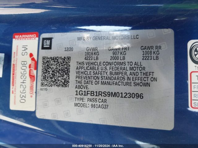 1G1FB1RS9M0123096 Chevrolet Camaro Rwd  1lt