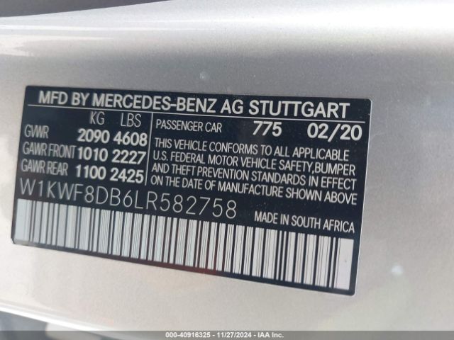 W1KWF8DB6LR582758 Mercedes-Benz C 300