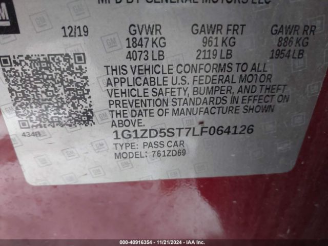 1G1ZD5ST7LF064126 Chevrolet Malibu Fwd Lt