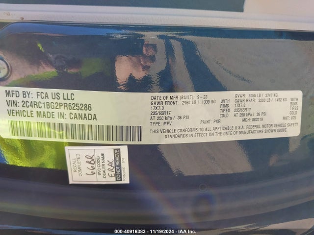 Chrysler Pacifica Touring L 2023 2C4RC1BG2PR625286 Image 9