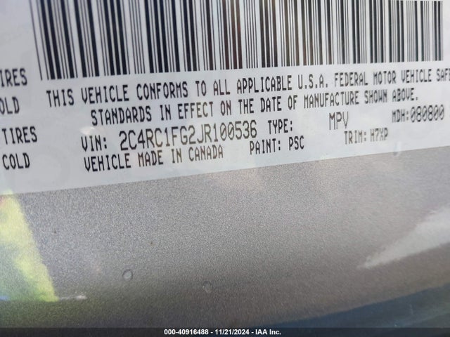 2C4RC1FG2JR100536 Chrysler Pacifica Touring Plus