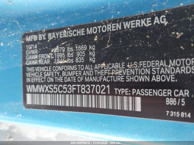 WMWXS5C53FT837021 Mini Hardtop Cooper