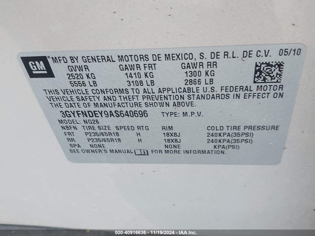 2010 CADILLAC SRX 3GYFNDEY9AS640696 Photo 8