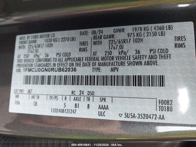Ford Escape Active 2024 1FMCU0GN0RUB62036 Image 9