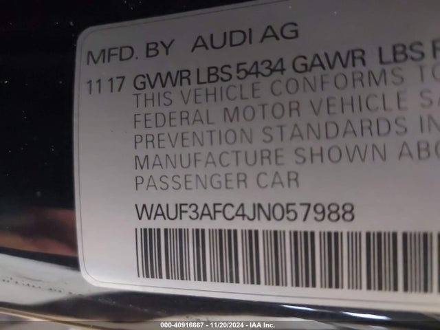 Продаж на аукціоні авто 2018 Audi A6 3.0t Premium/3.0t Sport, vin: WAUF3AFC4JN057988, номер лоту: 40916667