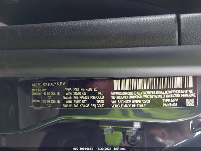 ZACNJDB19NPN72909 Jeep Renegade Latitude 4x4