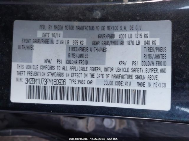 3MZBM1U73FM160936 Mazda Mazda3 I Sport