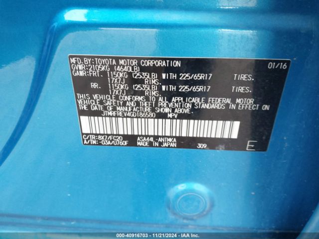 JTMRFREV4GD186580 Toyota Rav4 Xle
