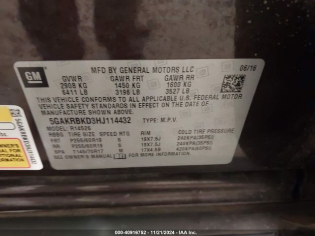 5GAKRBKD3HJ114432 Buick Enclave Leather