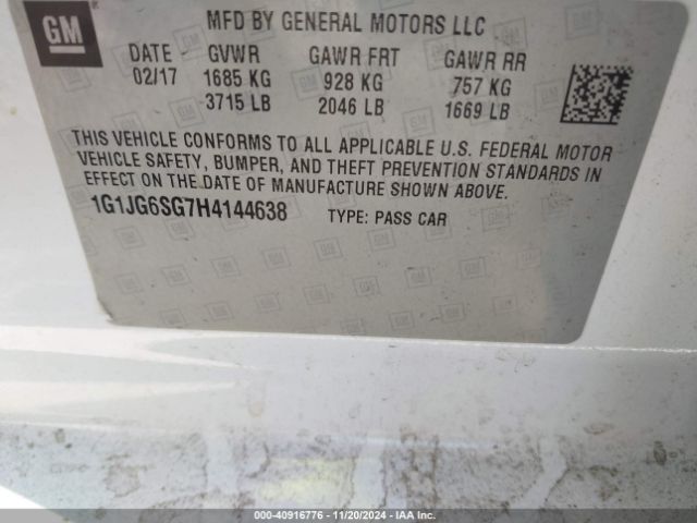 1G1JG6SG7H4144638 Chevrolet Sonic Lt Auto