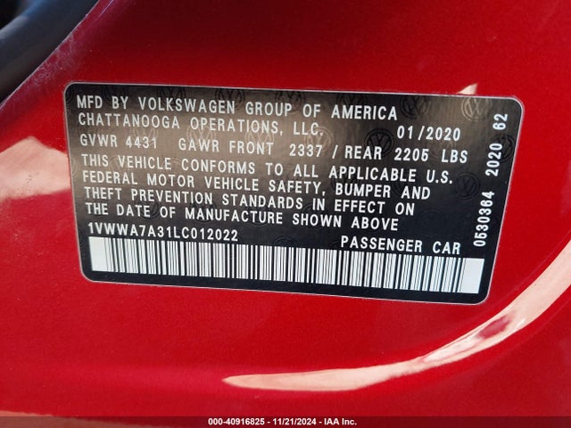 1VWWA7A31LC012022 Volkswagen Passat 2.0t Se