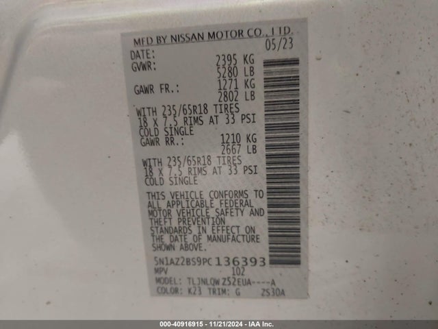 Nissan Murano Sv Intelligent Awd 2023 5N1AZ2BS9PC136393 Image 9