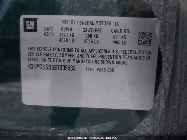 Chevrolet Cruze 1lt Manual 2014 1G1PD5SB5E7305533 Image 9