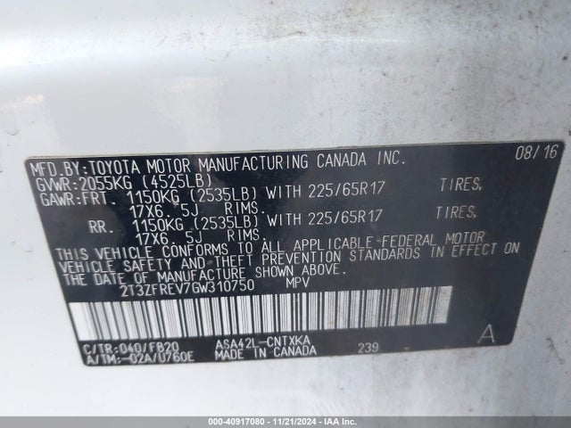 Toyota RAV4 LE 2016 2T3ZFREV7GW310750 Image 9