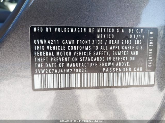 3VW2K7AJ4FM279829 Volkswagen Jetta 2.0l S