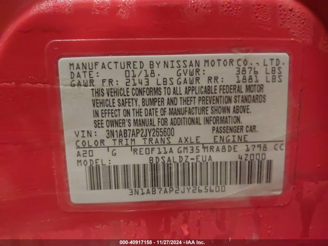 Nissan SENTRA SV 2018 3N1AB7AP2JY265600 Image 9
