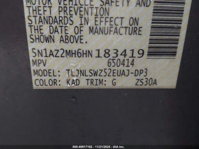 5N1AZ2MH6HN183419 Nissan Murano Platinum