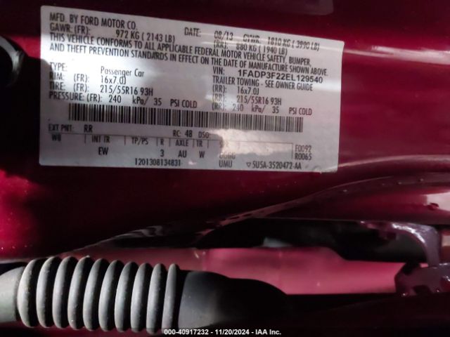 1FADP3F22EL129540 Ford FOCUS SE