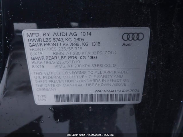 WA1VMAFP5FA057974 Audi Q5 3.0 Tdi Premium Plus