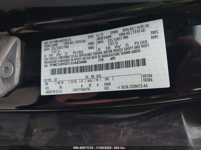 Ford ESCAPE SEL 2018 1FMCU0HD7JUA83490 Image 9