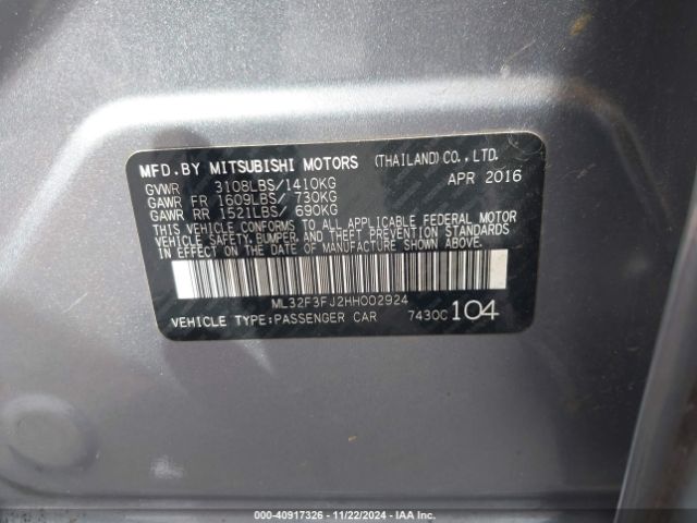 ML32F3FJ2HH002924 Mitsubishi Mirage G4 Es