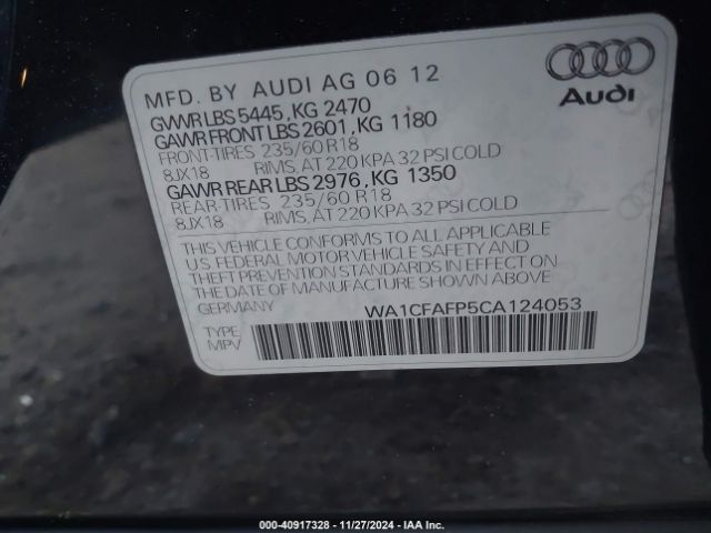 2012 AUDI Q5 WA1CFAFP5CA124053 Photo 8