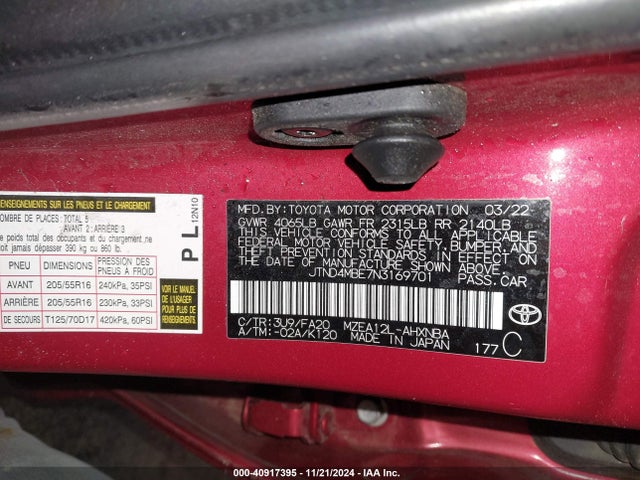 Toyota COROLLA SE 2022 JTND4MBE7N3169701 Image 9