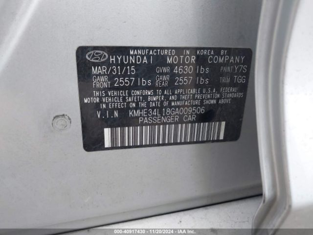 KMHE34L18GA009506 Hyundai Sonata Hybrid Limited