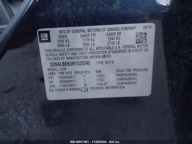 Chevrolet EQUINOX LS 2017 2GNALBEK3H1525045 Image 9