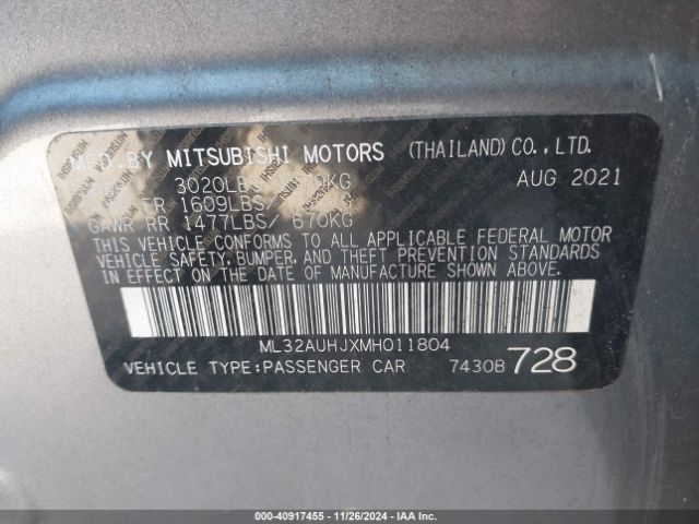 ML32AUHJXMH011804 Mitsubishi Mirage Carbonite Edition/es/le