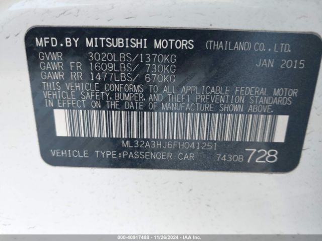 2015 MITSUBISHI MIRAGE ML32A3HJ6FH041251 Photo 8