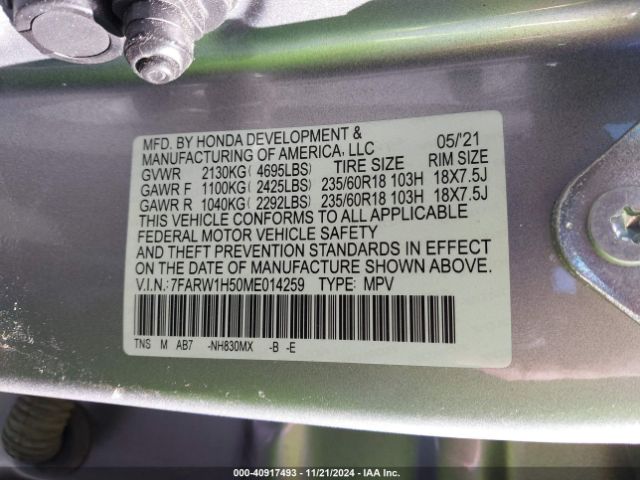 7FARW1H50ME014259 Honda Cr-v 2wd Ex