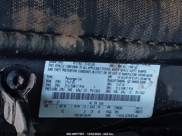 1FADP3FE0FL354616 Ford FOCUS SE