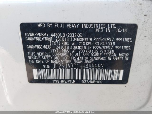 JF2SJABC1HH488683 Subaru Forester 2.5i