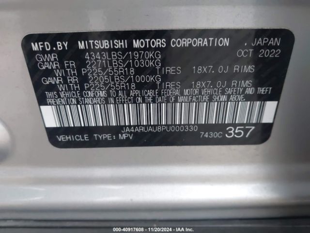 JA4ARUAU8PU000330 Mitsubishi Outlander Sport 2.0 Le