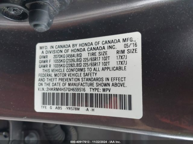 2HKRM4H57GH659516 Honda CR-V EX