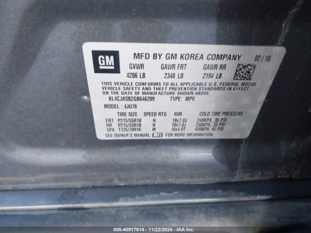 KL4CJASB2GB646289 Buick Encore