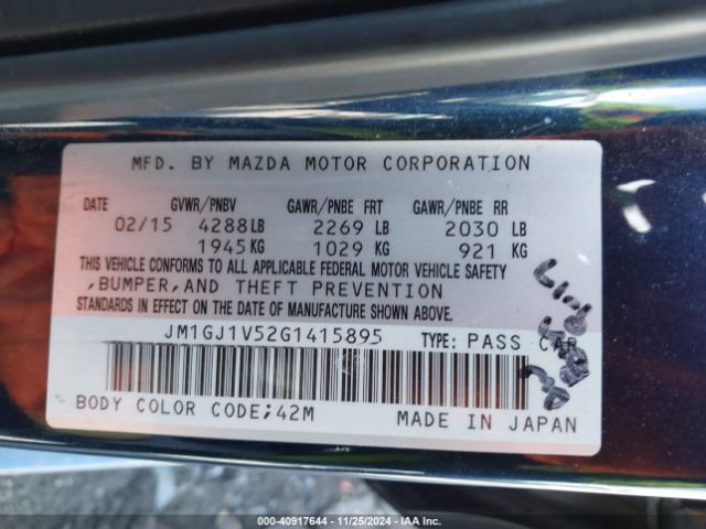 JM1GJ1V52G1415895 Mazda Mazda6 I Touring