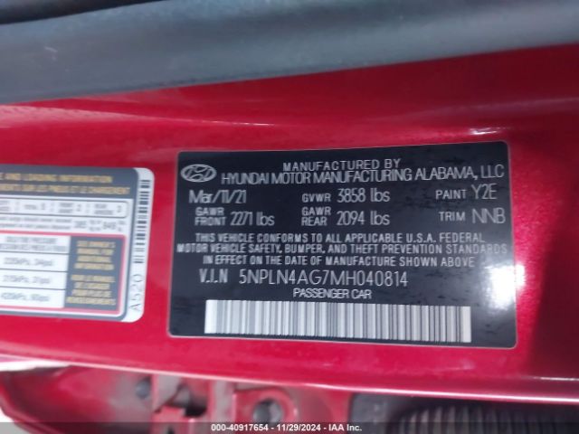 2021 HYUNDAI ELANTRA 5NPLN4AG7MH040814 Photo 8