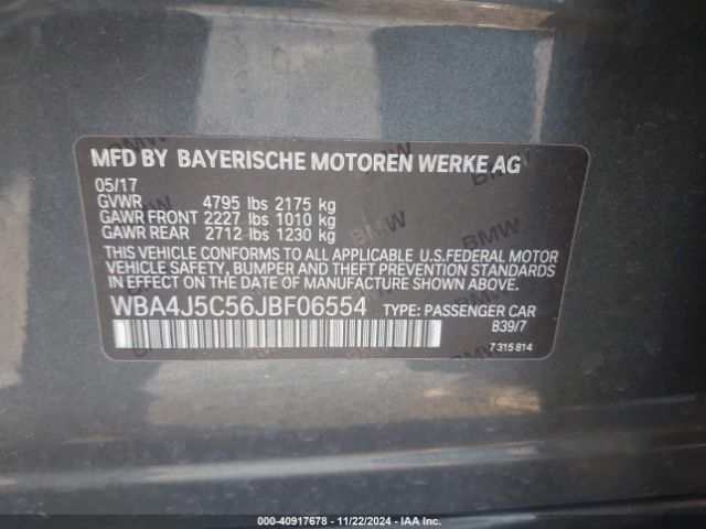 WBA4J5C56JBF06554 BMW 440i Gran Coupe